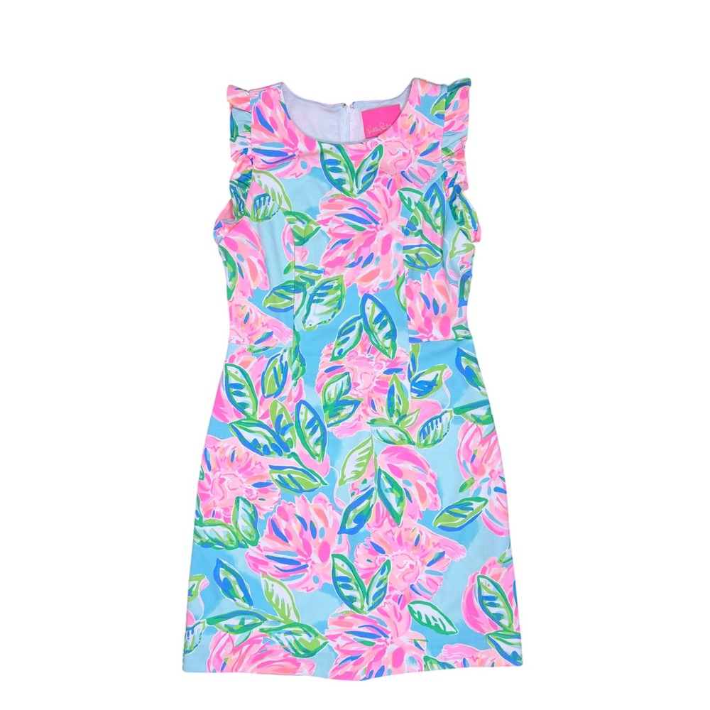 Lilly Pulitzer Summer Wedding Guest Party Dress Pink Floral Shift Mini Size 2